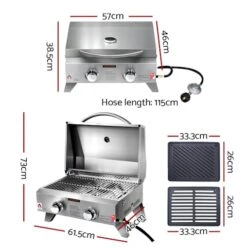 Grillz Portable Gas BBQ LPG Oven Camping Cooker Grill 2 Burners Stove Outdoor -Kamado Joe Bbq Store 3V7qb0gGfX2vzdE6LJbdfb89E
