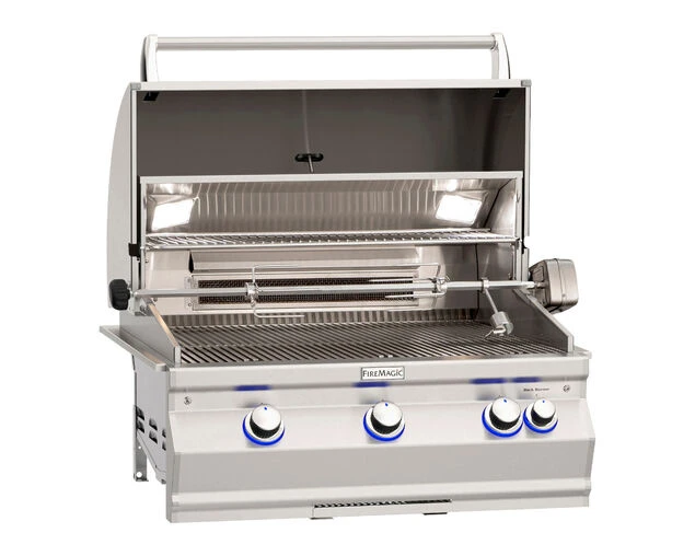 Fire Magic Grills Aurora A660i 3 Burner Built-In BBQ (H Shaped Burners) With Analog Thermometer, Backburner & Rotisserie Kit 3 Fire Magic Grills Aurora A660i 3 Burner Built-In BBQ (H Shaped Burners) With Analog Thermometer, Backburner & Rotisserie Kit - Image 3
