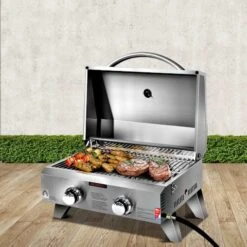 Grillz Portable Gas Oven BBQ 2 Burners LPG Stove Outdoor Picnic Camping Cooking -Kamado Joe Bbq Store rEVPKM8uFxsYBNqyT7Dii0eYI